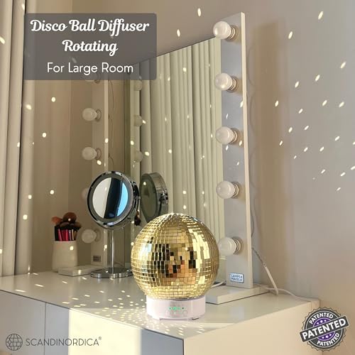 Disco Ball Diffuser Rotating - 300 ML Mirror Ball Oil Diffuser, Essential Oils Diffusers for Home SCANDINORDICA