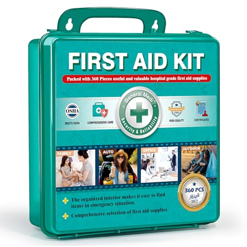 General Medi 360 Pieces Hardcase First Aid Kit - Comprehensive Large First Aid Box 