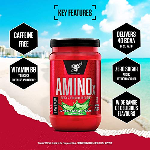 BSN Nutrition Amino X Supplement with Vitamin D, Vitamin B6 and Amino Acids, Green BSN