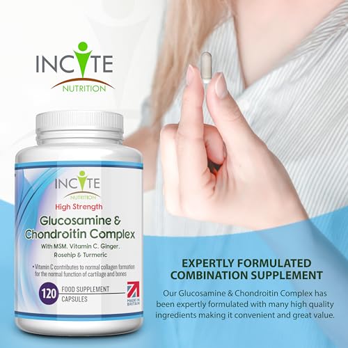 Glucosamine and Chondroitin High Strength Complex with MSM, Vitamin C, Ginge Incite Nutrition