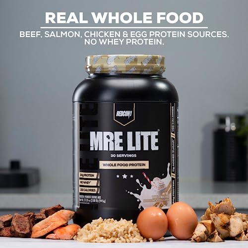 REDCON1 MRE Lite Whole Food Protein Powder, Fudge Brownie - Low Carb & Whey REDCON1