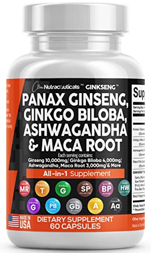 Panax Ginseng 10000mg Ginkgo Biloba 4000mg Ashwagandha Maca Root