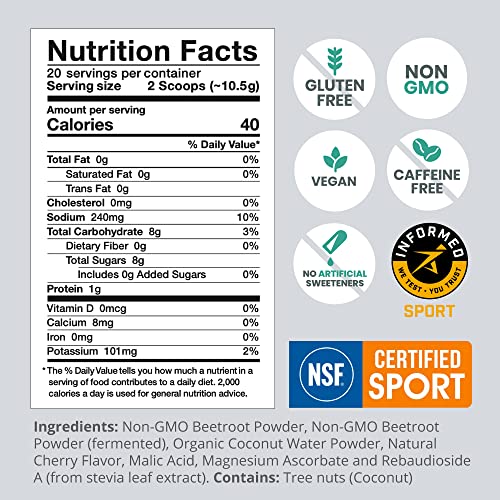 humanN SuperBeets Sport Pre Workout Powder – NSF Certified for Sport – Caffeine Free humanN