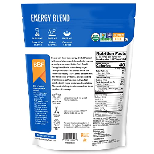 BetterBody Foods Organic Energy Blend, Plant-Based Natural Energy, Gluten-free, Non-GMO BetterBody Foods