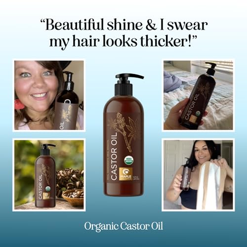 Hexane Free Organic Castor Oil - USDA Organic Castor Oil for Body Detox Hair Growth & Skin Care Maple Holistics