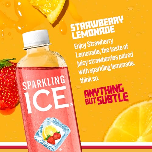 Sparkling Ice, Strawberry Lemonade Sparkling Water, Zero Sugar Flavored Water Sparkling ICE