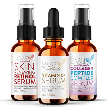 Eva Naturals Anti-Aging Serum Bundle - Vitamin C Serum, Hyaluronic Acid Serum