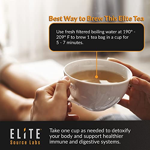 Elite Detox Tea: Natural Organic 7-Herbal Blend for Gentle Cleansing as Needed. Bloating Tea Elite Source Labs