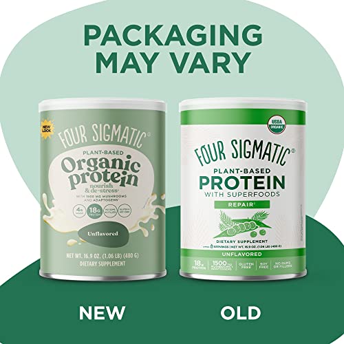 Four Sigmatic Organic Plant-Based Protein Powder Unflavored Protein with Lion’s Mane Four Sigmatic