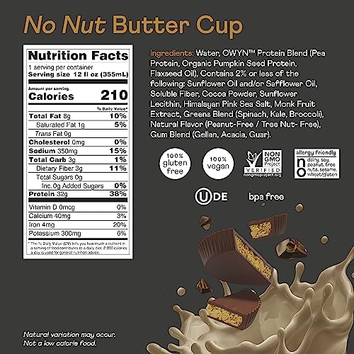 Pro Elite Vegan Plant-Based High Protein Keto Shake, No Nut Butter Cup, Zero Sugar