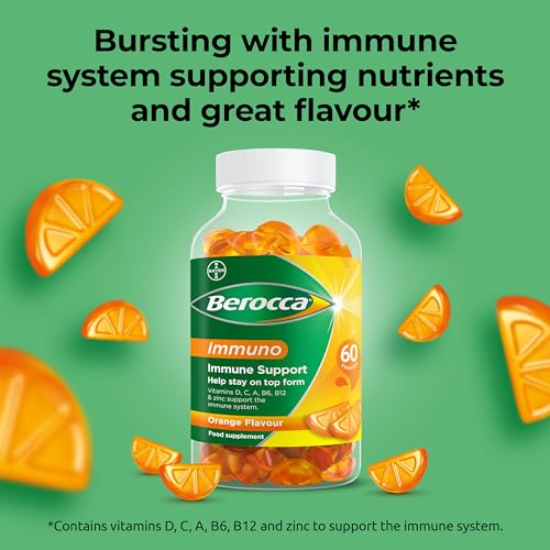 Berocca Immuno Gummy Vitamins, Orange Flavour, Bursting with Immune System Berocca