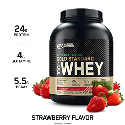 Optimum Nutrition Gold Standard 100% Whey Protein Powder, Naturally Flavored Strawberry Optimum Nutrition