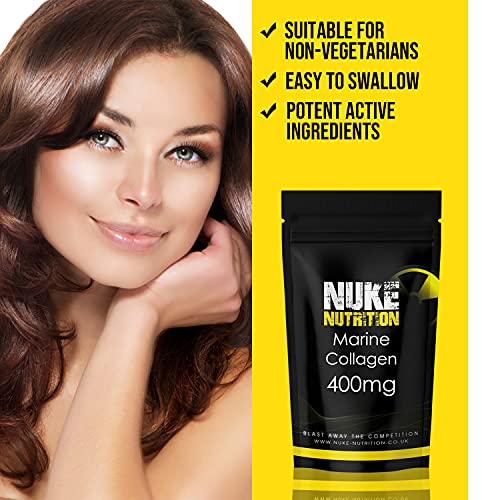 Nuke Nutrition Marine Collagen Capsules - 400mg - 120 Capsules - High Strength Collagen Nuke Nutrition