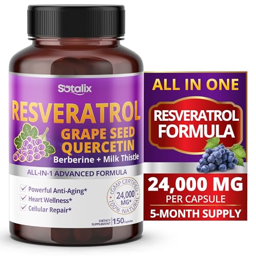 Resveratrol 24,000mg with Grape Seed + Quercetin Berberine + Milk Thistle Powerful Anti