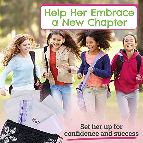 First Period Kit To-go! - Organic Biodegradable Tween Pads & Liner - Period Bags for Teen Girls Be Prepared. Period.