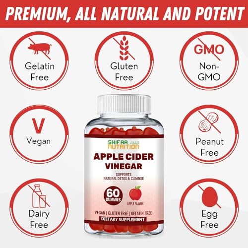 SHIFAA NUTRITION Halal Apple Cider Vinegar Gummies. Cleanse & Detox ACV Gummies SHIFAA NUTRITION