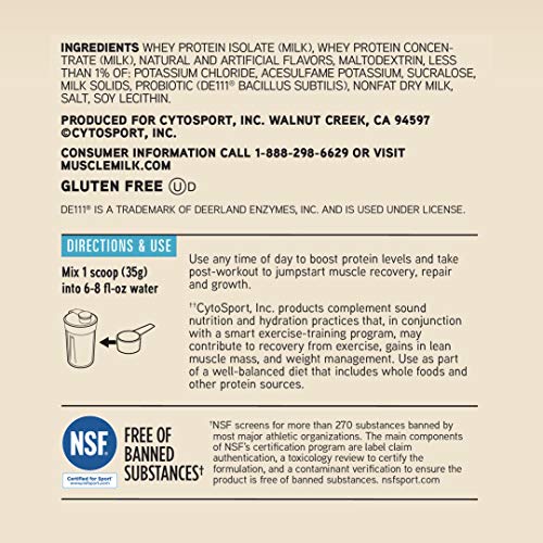Muscle Milk 100% Whey With Probiotics Protein Powder, Vanilla, 1.85 Pound, 23 Servings Muscle Milk