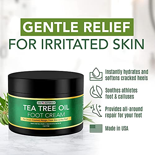 Tea Tree Oil Foot Cream For Dry Cracked Heels Repair - Natural Foot Cream For Dry Cracke USA Naturals