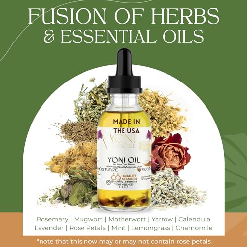 Natural Yoni Oil, Mint Fresh Feminine Care Oil, Reduces Odor, Restores pH Balance, All Natural, Herbal Yoni Quality Seamoss and Yoni Oil