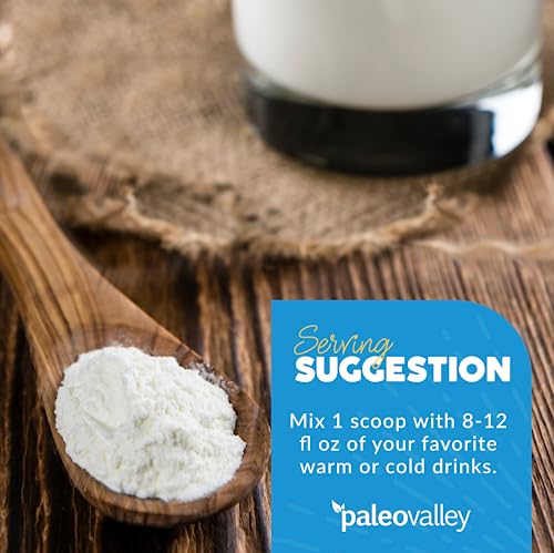 Paleovalley 100% Grass Fed Bone Broth Protein Powder - Vanilla - Rich in Collagen for Hair Paleovalley