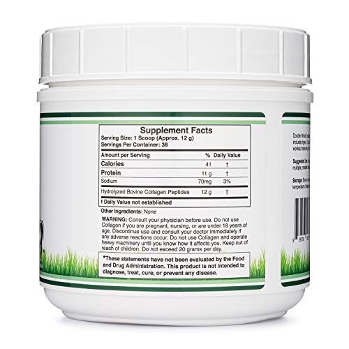 Collagen Peptides Powder - Hydrolyzed Collagen, Keto Safe - 16.08oz - Multi Type 1, 2 Double Wood Supplements