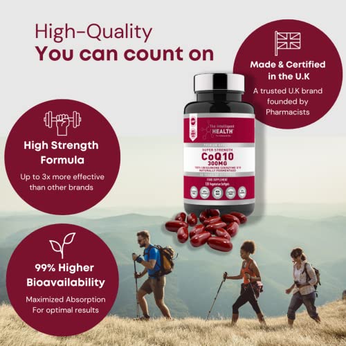 Ubiquinone Coenzyme Q10 300mg Softgel Capsules, 120 Super Strength Vegan Friendly The Intelligent Health