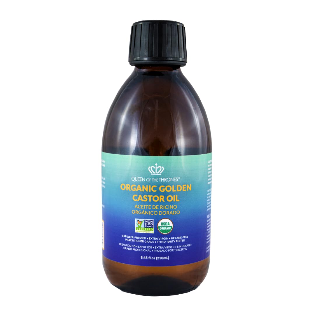QUEEN OF THE THRONES Organic Golden Castor Oil - 8.45oz (250mL) | 100% Pure & Expeller Pressed