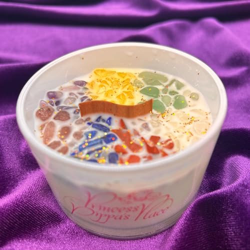 Princess Pippa's Place Healing Candles with Crystals Inside- Natural Soy Wax 7 Stones Crystal Candle Jar Msupps.com
