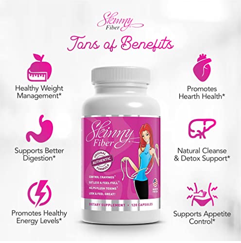 Skinny Fiber 120 Capsules, Appetite Suppressant Effective Weight Management for Women Skinny Fiber