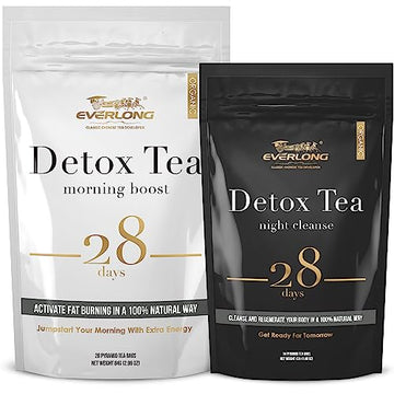 EVERLONG Detox Tea 28 Day Morning Boost Tea and Night Cleanse Tea, Burn Fat and Boost 