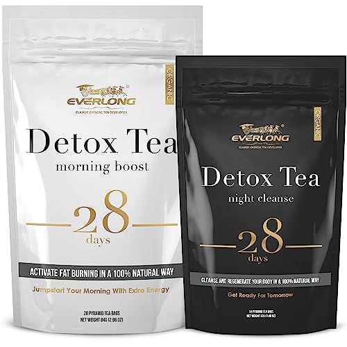 EVERLONG Detox Tea 28 Day Morning Boost Tea and Night Cleanse Tea, Burn Fat and Boost 