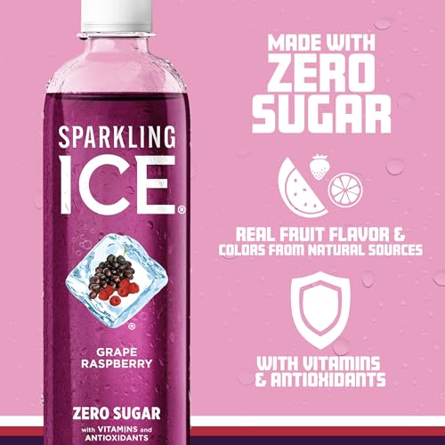 Sparkling Ice, Grape Raspberry Sparkling Water, Zero Sugar Flavored Water, with Vitamins Sparkling ICE