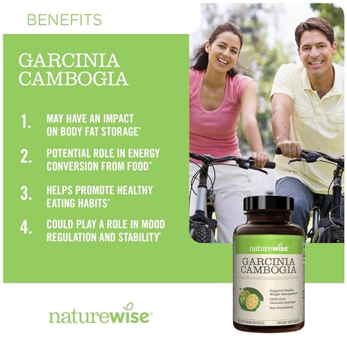 Naturewise Garcinia Cambogia with Pure Garcinia Cambogia Extract, 60% HCA Concentrati NatureWise