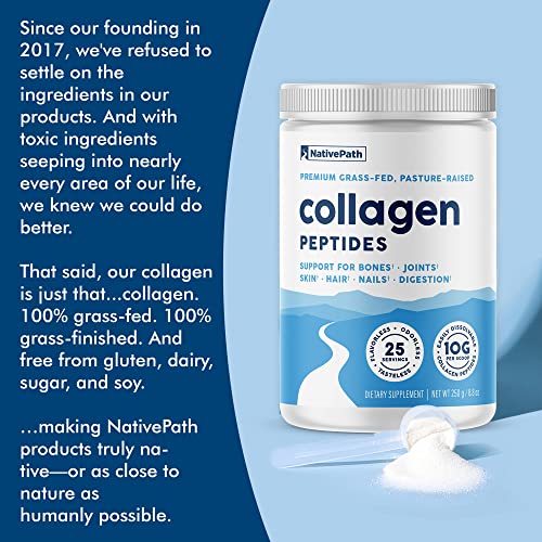 NativePath Collagen Peptides Protein - Hydrolyzed Type 1 & 3 Collagen Powder for Skin NativePath