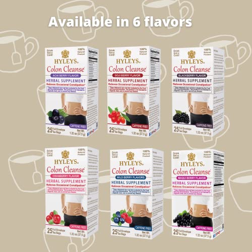 Hyleys Colon Cleanse Tea Blackberry Flavor - 50 Tea Bags (1 Pack) HYLEYS