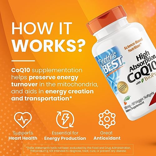Doctor's Best High Absorption CoQ10 with BioPerine, Heart Health & Energy Production Doctor's BEST