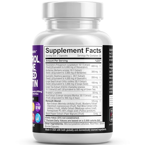 Resveratrol 6000mg Berberine 3000mg Grape Seed Extract 3000mg