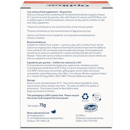 Optibac Kids Probiotic with Vitamin D & Calcium for Immune System Support & Gut Health OptiBac