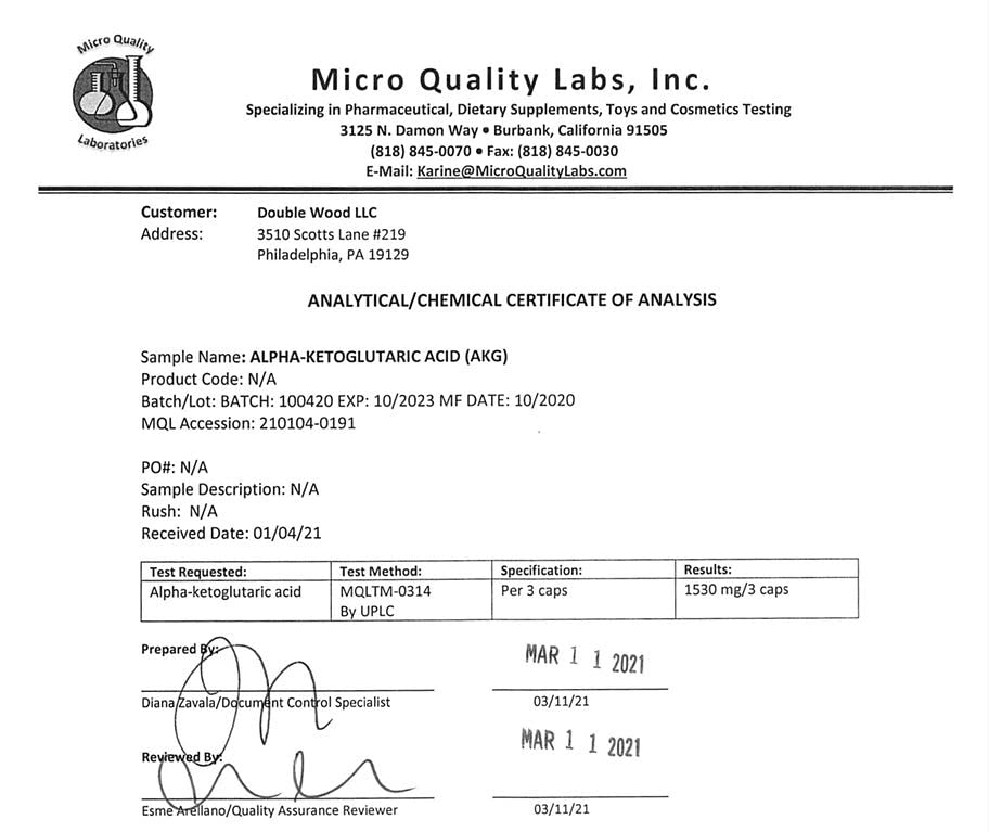 AKG Supplement (Alpha Ketoglutaric Acid) 1,000mg Per Serving (180 Capsules) Different 