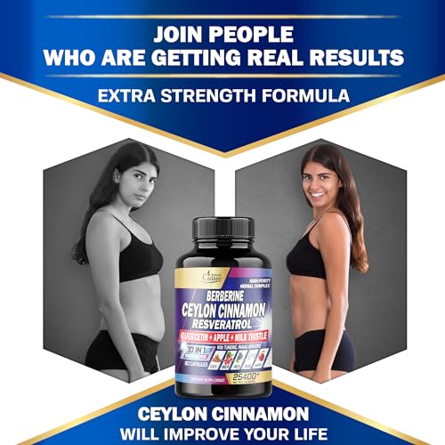 Ceylon Cinnamon 15000mg Berberine 3000mg Quercetin 2000mg Supplement - Support Organic Cadane