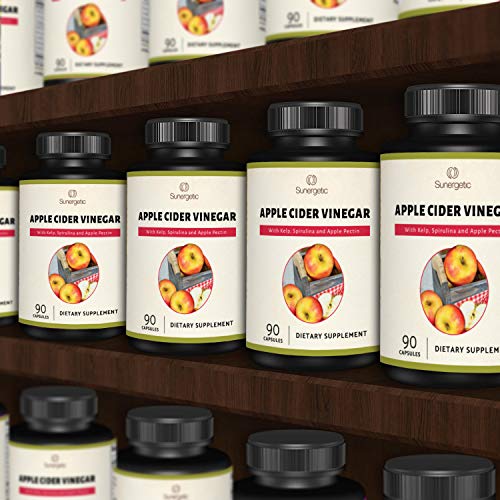 Sunergetic Premium Apple Cider Vinegar Capsules – Includes Apple Pectin, Spirulina Sunergetic
