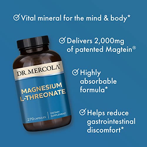 Dr. Mercola Magnesium L-Threonate, 90 Servings (270 Capsules), Dietary Supplement Dr. Mercola