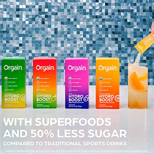Orgain Organic Hydration Packets, Electrolytes Powder - Mango Hydro Boost with Superfoo Orgain