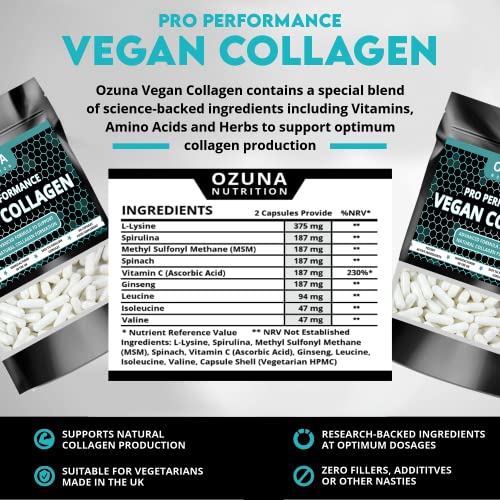 Pro Performance Vegan Collagen Complex – Vegetarian Collagen Capsules, Plant Based Collagen OZUNA NUTRITION