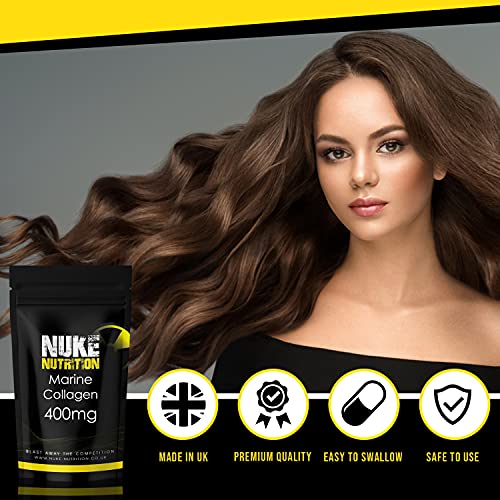 Nuke Nutrition Marine Collagen Capsules - 400mg - 120 Capsules - High Strength Collagen Nuke Nutrition
