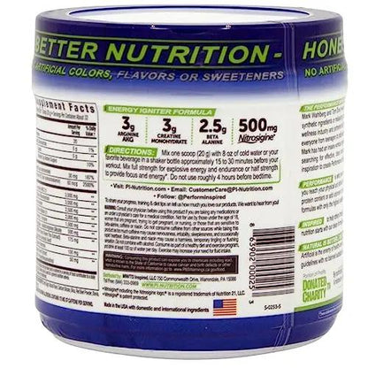 PERFORMANCE INSPIRED Nutrition Pre-Workout Powder - Contains Citrulline - Nitrosigine - Green Tea - All Natural - 1.49 lb - Tropical Fruit Punch