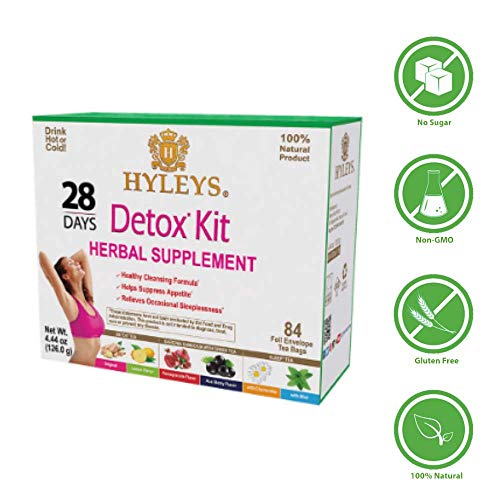 Hyleys Detox Tea for Cleanse and Weight Loss - 28 Day Kit - 84 Tea Bags (9 Pack) HYLEYS
