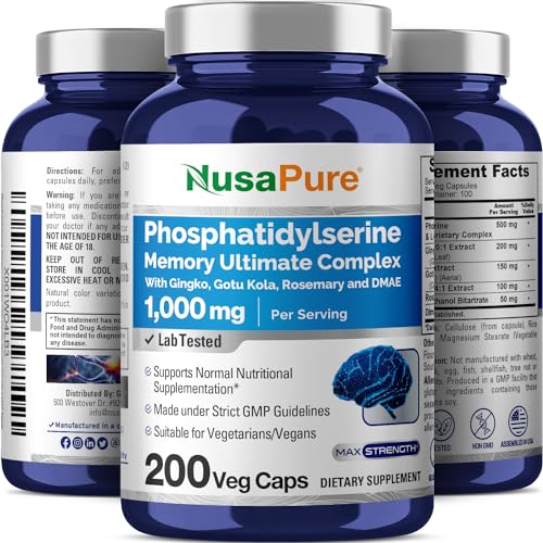 NusaPure Phosphatidylserine Memory Ultimate Complex 1000mg 200 Vegetarian Caps NusaPure
