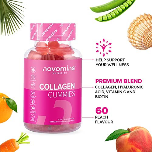 Novomins Collagen Gummies - Marine Collagen Gummies - Superior Type 1 Hydrolysed Collagen novomins