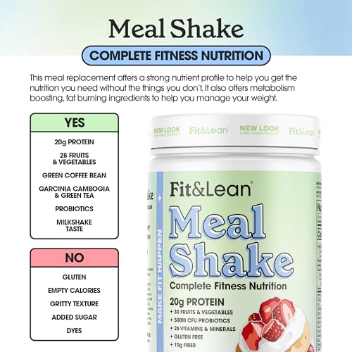 Fit & Lean Meal Shake, Fat Burning Meal Replacement, Protein, Fiber, Probiotics, Strawberry Fit & Lean